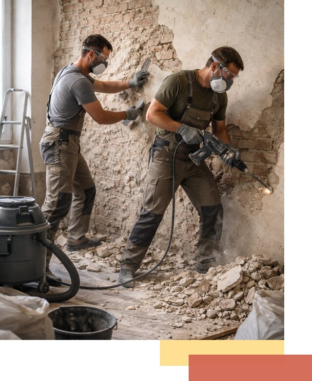 Демонтаж штукатурки со стен в Темрюке быстро и аккуратно