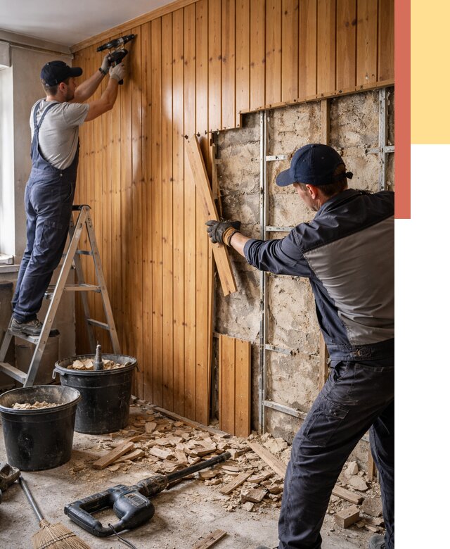 Демонтаж вагонки со стен в Темрюке от 1492 руб. — снятие, удаление, срочно | ОТДЕЛОЧНИК-Тмр