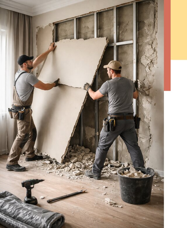 Демонтаж гипсокартона со стен в Темрюке от 360 руб. — услуги демонтажа | ОТДЕЛОЧНИК-Тмр