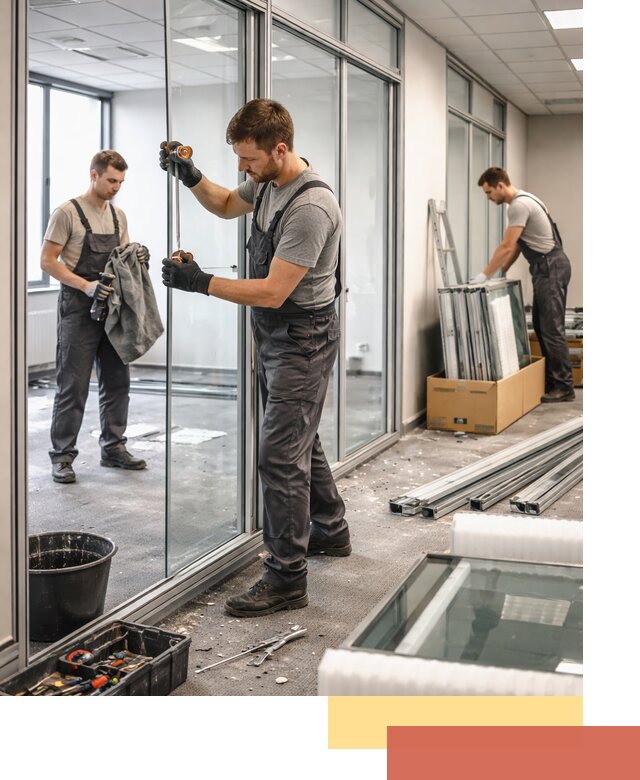 Демонтаж стеклянных перегородок в Темрюке быстро и безопасно