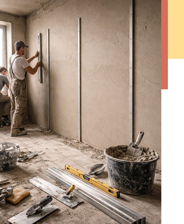 Штукатурка стен по маякам в Темрюке от 5661 руб./м² — выравнивание под ключ | ОТДЕЛОЧНИК-Тмр