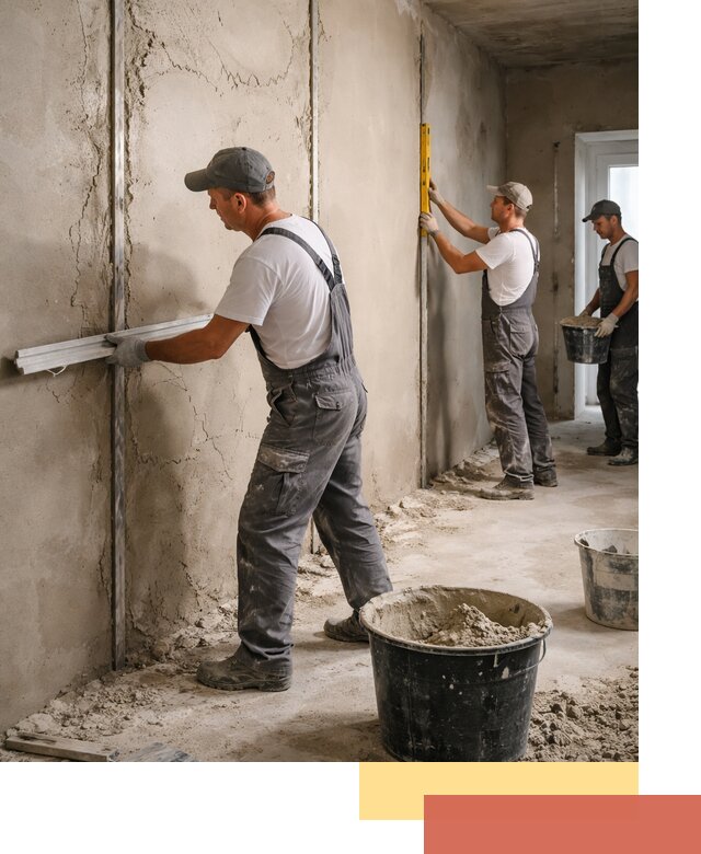 Штукатурка стен по маякам в Темрюке — точная и ровная поверхность