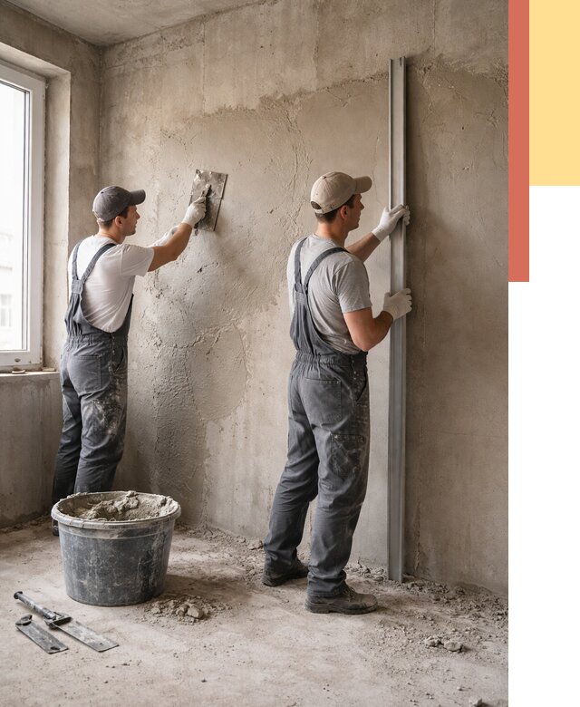 Штукатурка бетонных стен в Темрюке от 4632 руб/м² — качественно и быстро | ОТДЕЛОЧНИК-Тмр