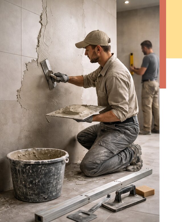 Штукатурка стен в ванной в Темрюке от 4632 руб./м² — выравнивание под ключ | ОТДЕЛОЧНИК-Тмр