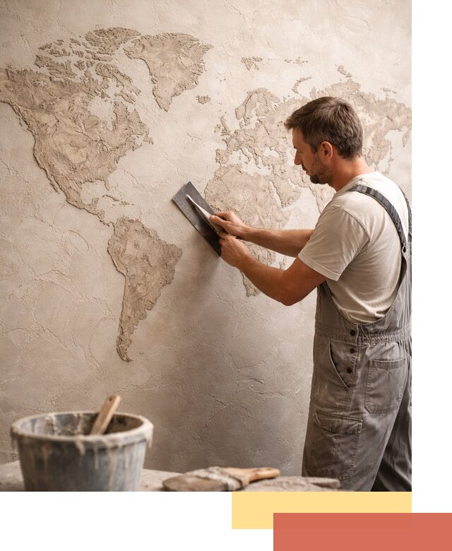 Декоративная штукатурка «Карта мира» под ключ в Темрюке