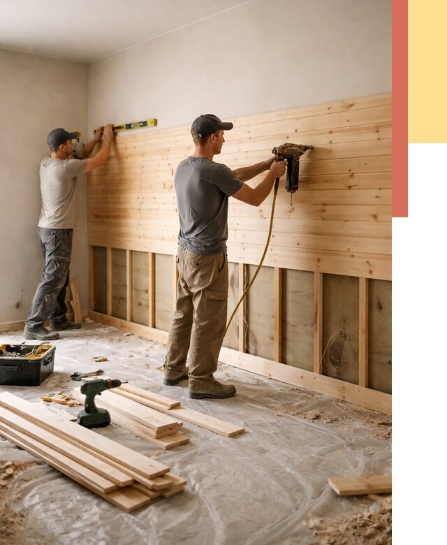 Монтаж деревянной вагонки на стены в Темрюке от 7720 руб. | Услуги монтажа вагонки | ОТДЕЛОЧНИК-Тмр