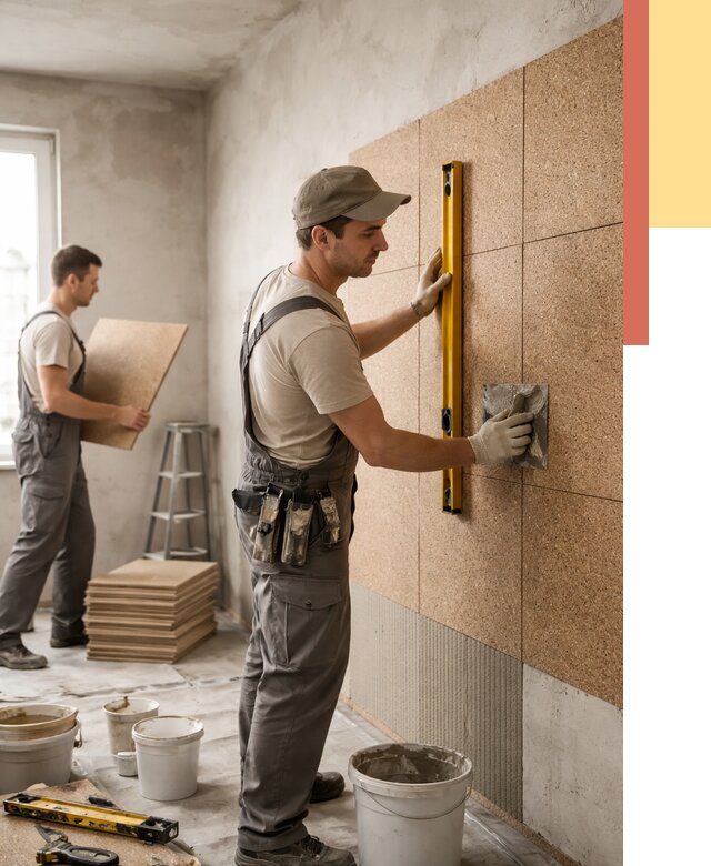 Монтаж пробковых панелей на стены в Темрюке от 3603 руб. — ОТДЕЛОЧНИК-Тмр