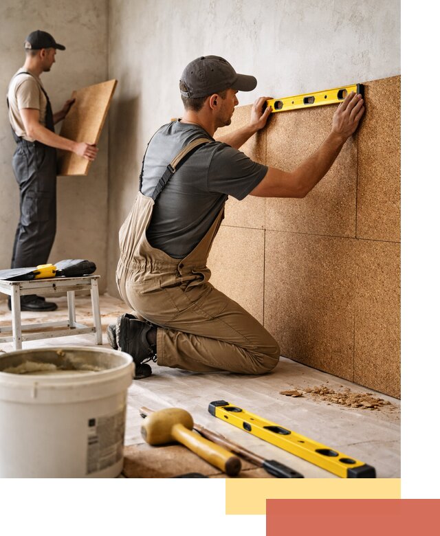 Монтаж пробковых панелей на стены в Темрюке быстро и качественно