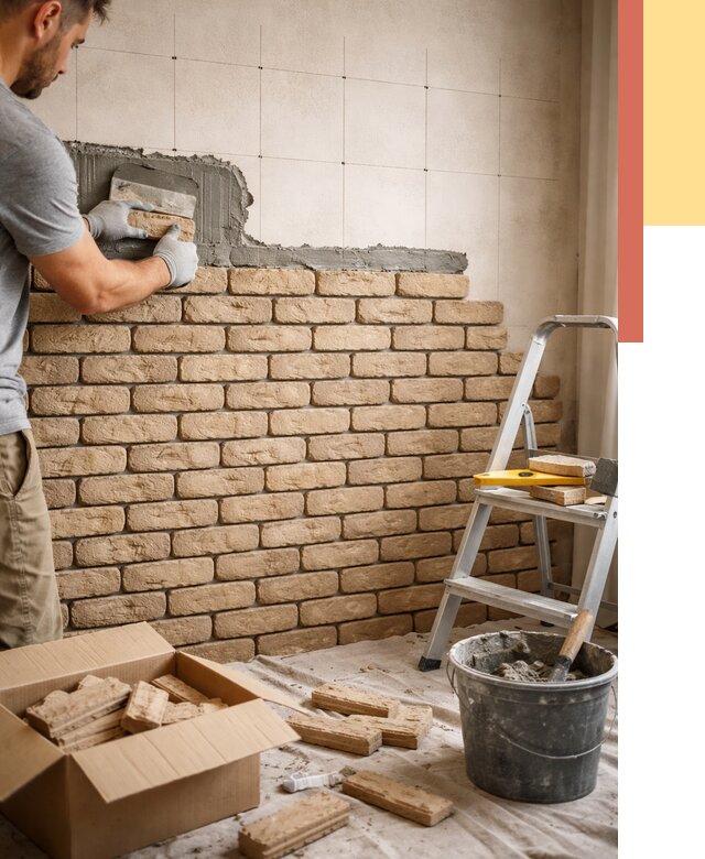 Монтаж декоративного кирпича в Темрюке от 3294 руб./м² — быстро и недорого | ОТДЕЛОЧНИК-Тмр