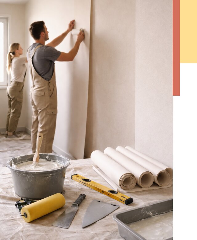 Поклейка бумажных обоев в Темрюке от 5661 руб./м2 — быстро и недорого | ОТДЕЛОЧНИК-Тмр