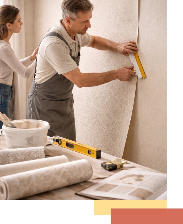 Поклейка обоев с подбором рисунка в Темрюке