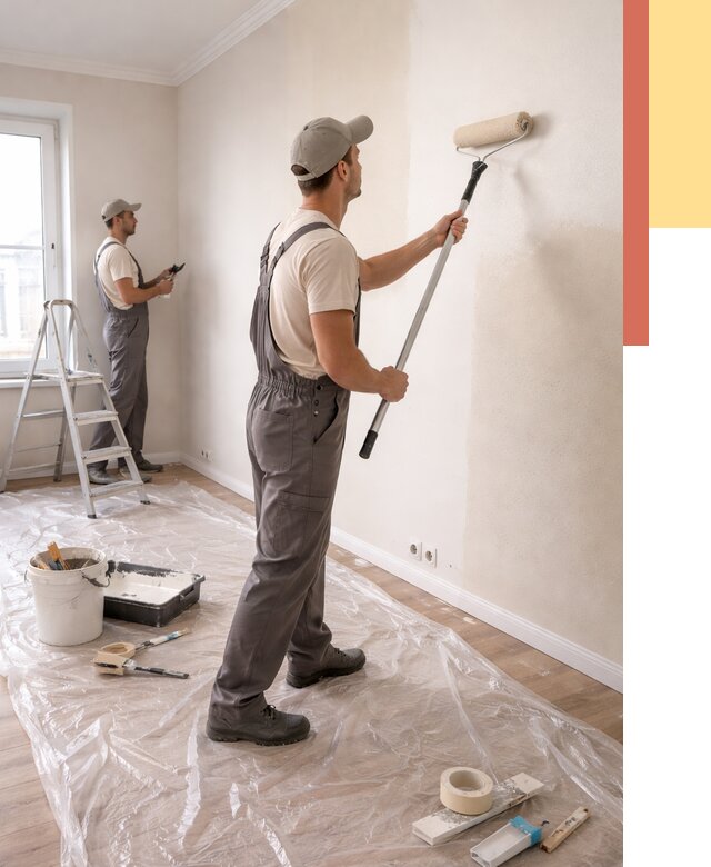 Покраска стен акриловой краской в Темрюке от 3603 руб./м² — быстро и недорого | ОТДЕЛОЧНИК-Тмр