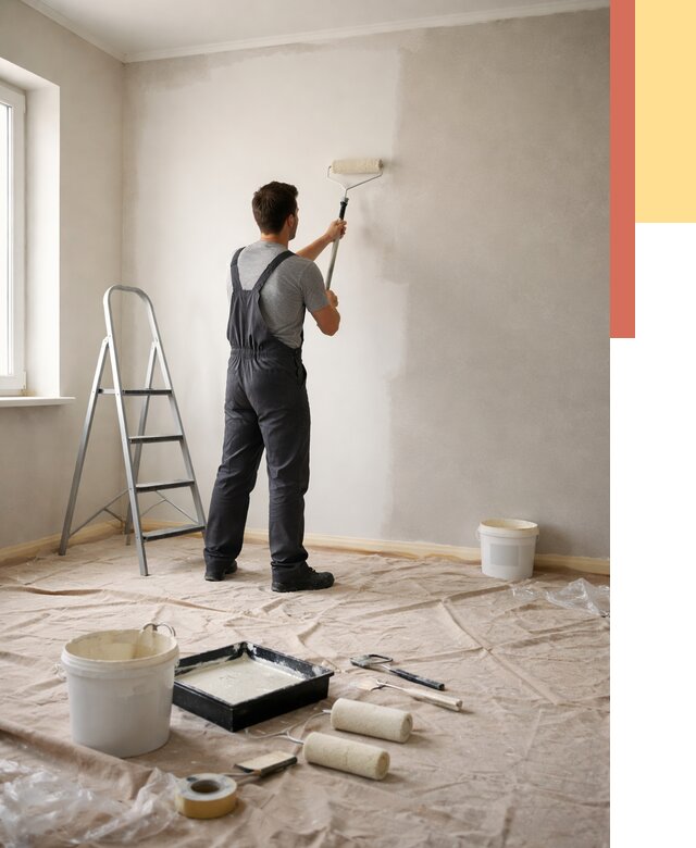 Покраска стен моющейся краской в Темрюке от 360 руб./м² — быстро и недорого | ОТДЕЛОЧНИК-Тмр