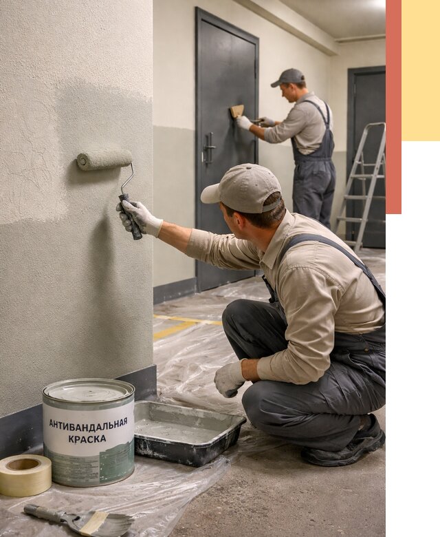 Покраска стен антивандальной краской в Темрюке от 4632 руб./м² под ключ | ОТДЕЛОЧНИК-Тмр