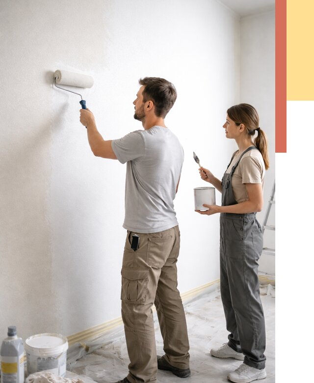 Окраска стен по стеклохолсту в Темрюке от 4632 руб/м² под ключ | ОТДЕЛОЧНИК-Тмр