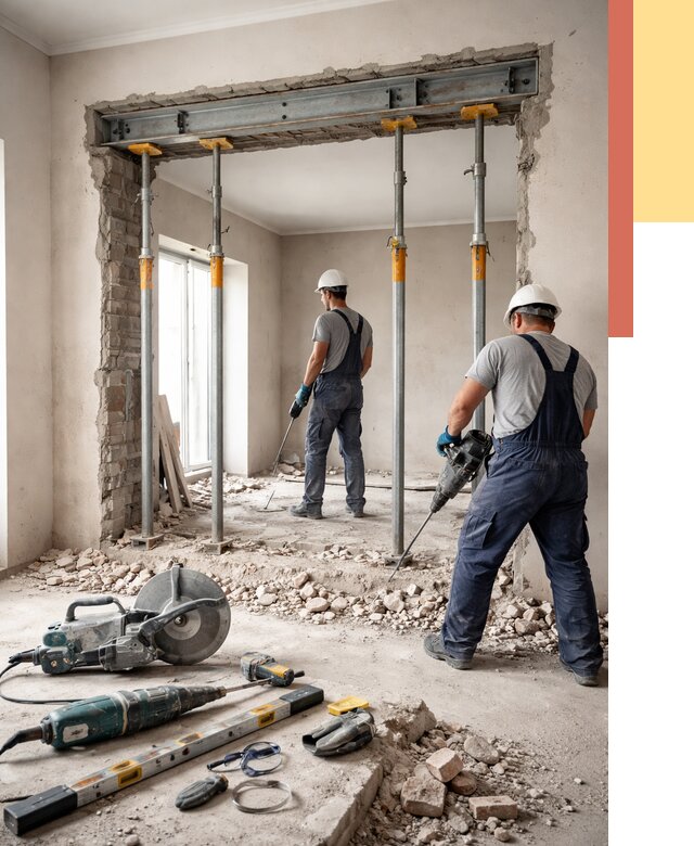 Прорезка проема в стене в Темрюке от 4632 руб. — быстро и недорого | ОТДЕЛОЧНИК-Тмр