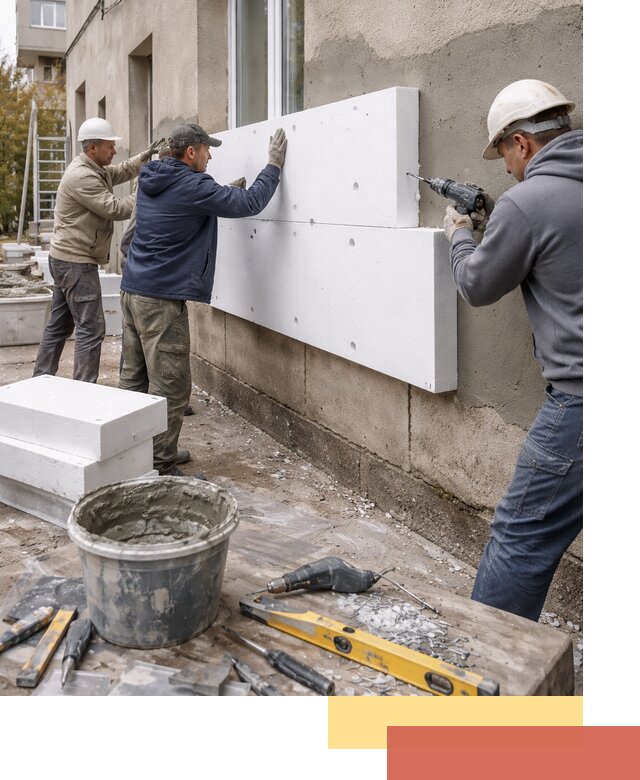 Утепление наружных стен пенопластом в Темрюке