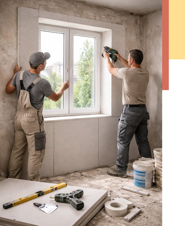 Монтаж откосов из гипсокартона в Темрюке от 4632 руб. под ключ | ОТДЕЛОЧНИК-Тмр