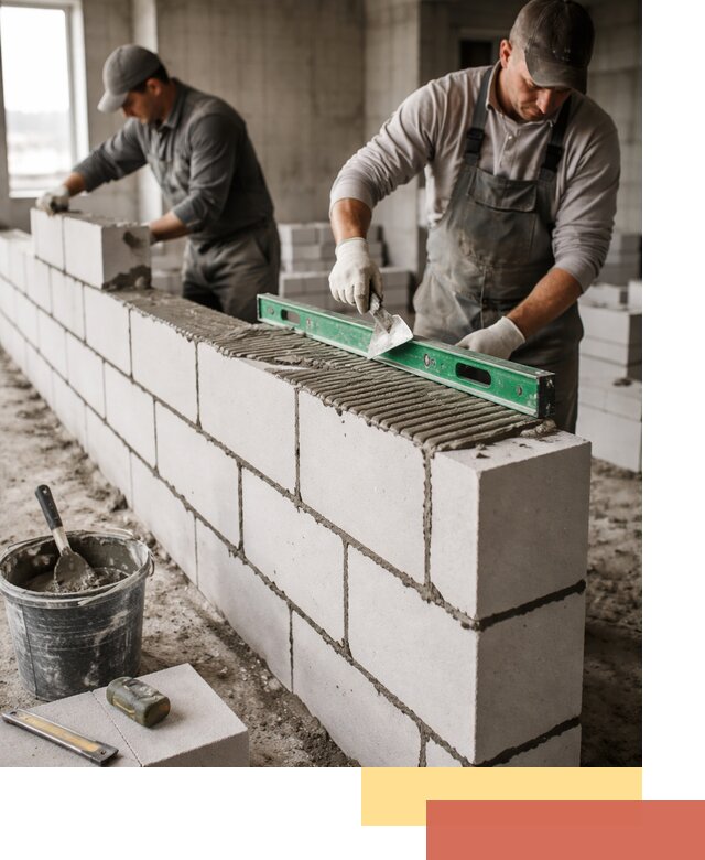 Кладка перегородок из газобетона в Темрюке быстро и качественно