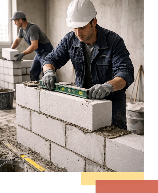 Кладка перегородок из пеноблока под ключ в Темрюке