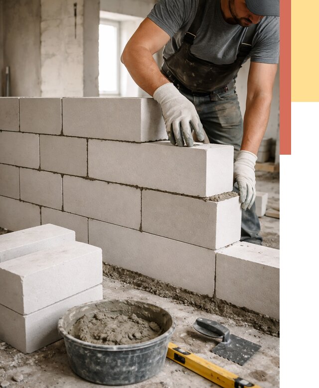 Кладка перегородок из силикатного блока в Темрюке от 4117 руб. под ключ | ОТДЕЛОЧНИК-Тмр