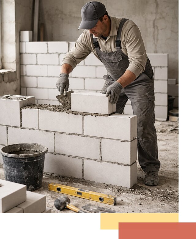 Кладка перегородок из силикатного блока в Темрюке