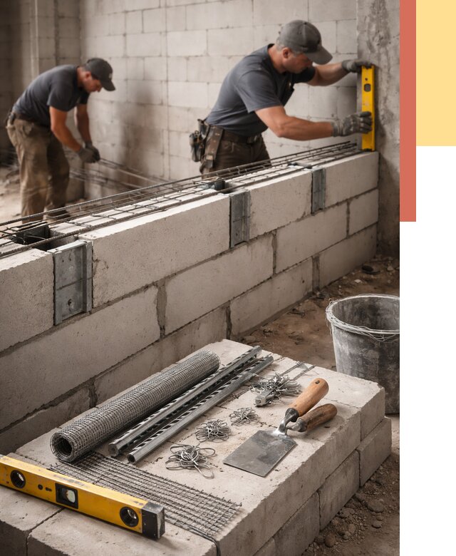 Армирование кладки перегородок в Темрюке от 772 руб. под ключ | ОТДЕЛОЧНИК-Тмр