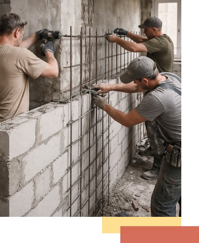Армирование кладки перегородок в Темрюке профессионально и надёжно