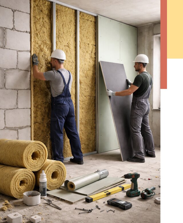 Шумоизоляция перегородок из блоков в Темрюке от 1904 руб./м² — быстро и недорого | ОТДЕЛОЧНИК-Тмр