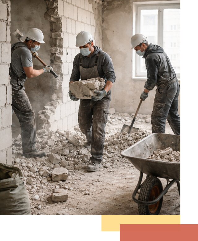 Демонтаж блочных перегородок в Темрюке быстро и аккуратно