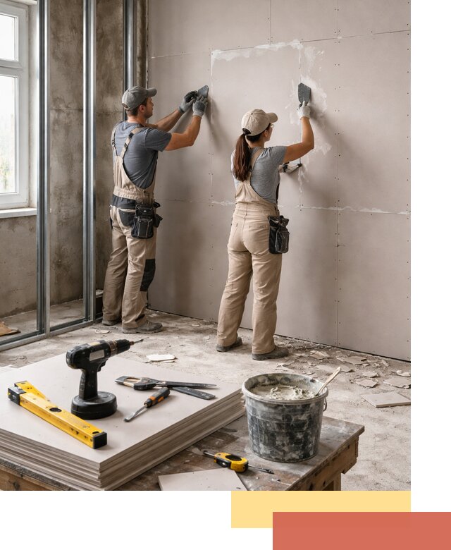 Монтаж двухслойной перегородки из гипсокартона в Темрюке