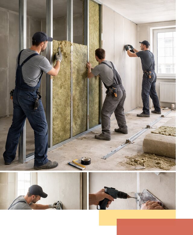 Перегородка из гипсокартона с шумоизоляцией в Темрюке — монтаж под ключ