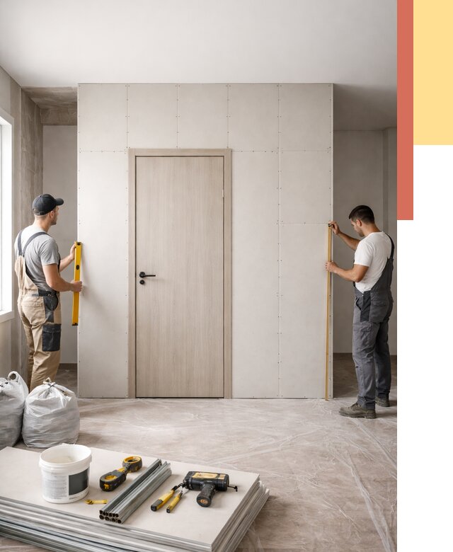 Перегородка из гипсокартона с дверью в Темрюке от 4632 руб. под ключ | ОТДЕЛОЧНИК-Тмр