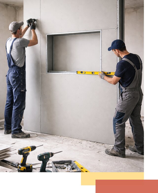 Перегородка из гипсокартона с нишей под декор в Темрюке