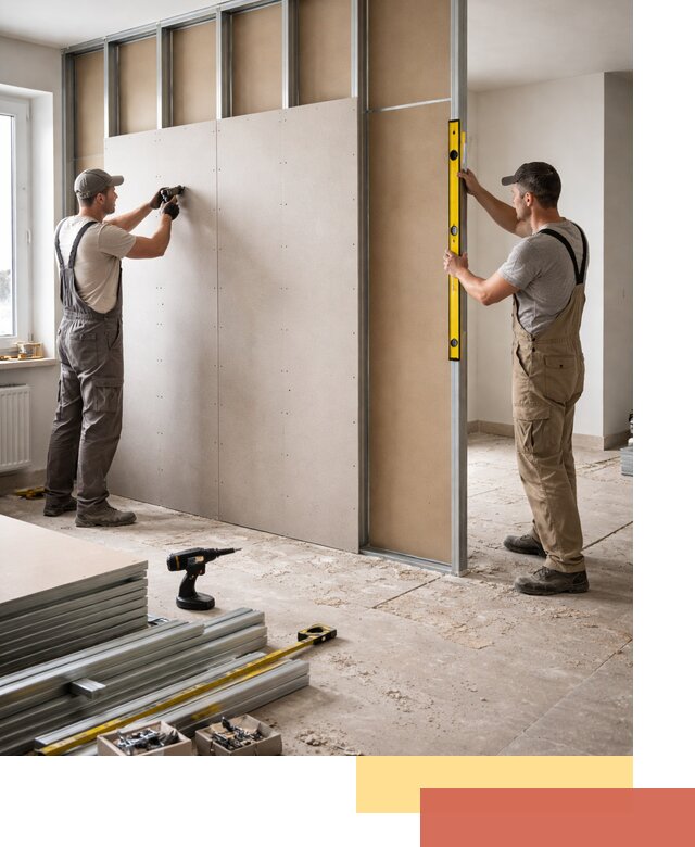 Зонирующая перегородка из гипсокартона под ключ в Темрюке