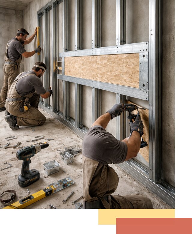 Усиленная перегородка для крепления тяжёлых конструкций в Темрюке