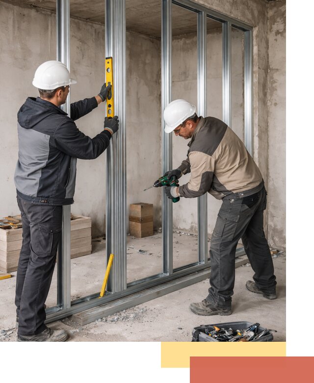 Монтаж каркаса перегородки из профиля в Темрюке