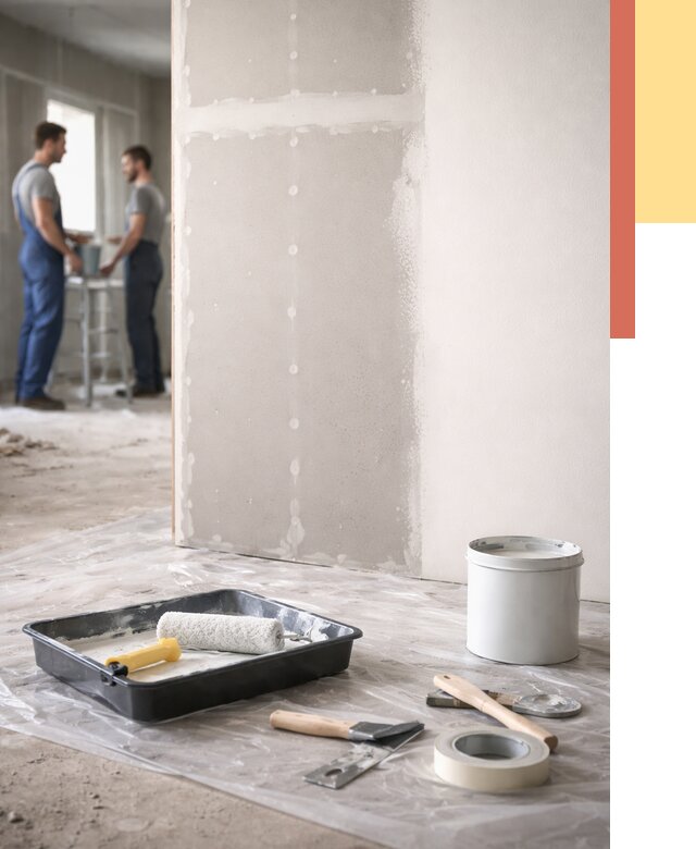 Покраска перегородок из гипсокартона в Темрюке от 4632 руб. под ключ | ОТДЕЛОЧНИК-Тмр