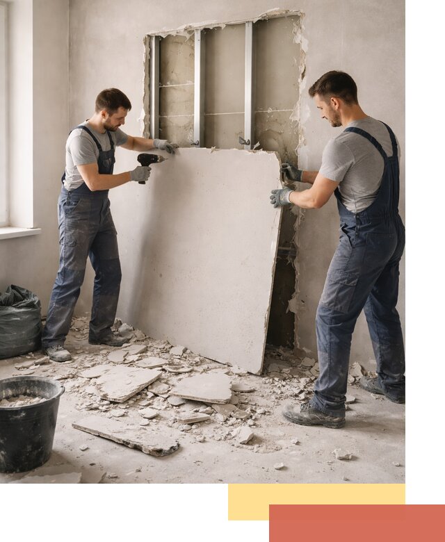 Демонтаж перегородки из гипсокартона в Темрюке быстрый и аккуратный