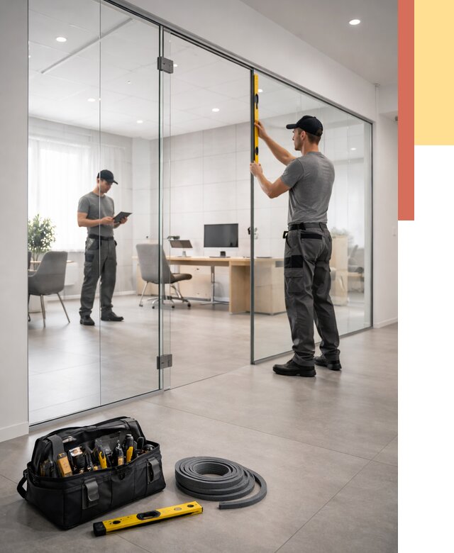 Цельностеклянные перегородки под ключ в Темрюке от 9778 руб. — монтаж и цены | ОТДЕЛОЧНИК-Тмр