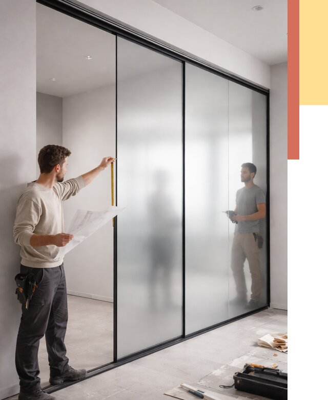 Матовые стеклянные перегородки в Темрюке от 8749 руб. — монтаж и установка | ОТДЕЛОЧНИК-Тмр