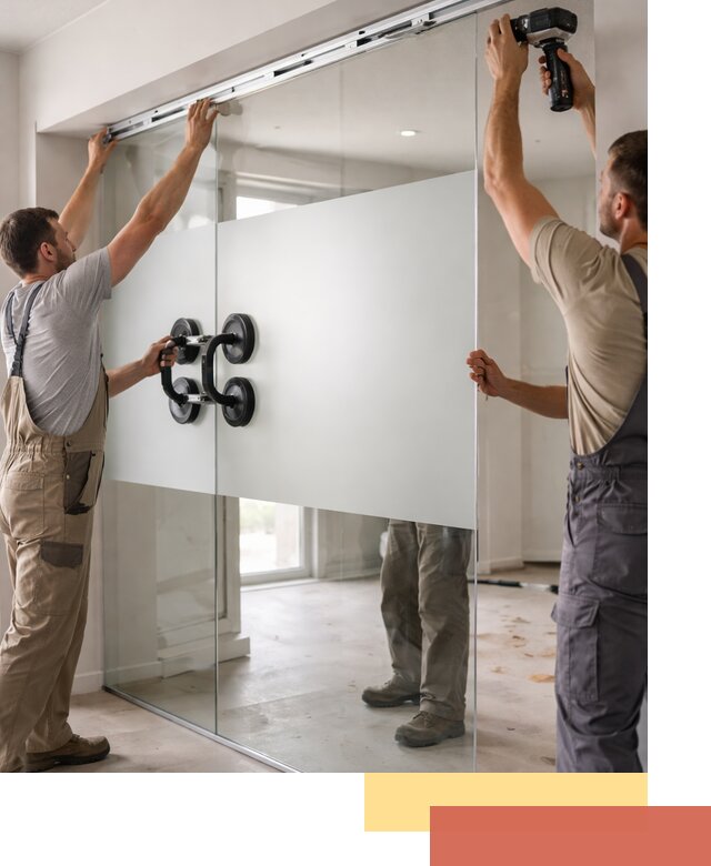 Матовые стеклянные перегородки под ключ в Темрюке