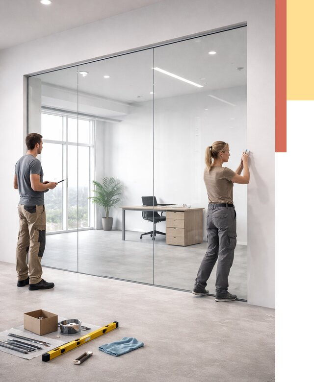 Перегородки из закаленного стекла в Темрюке от 9778 руб. под ключ | ОТДЕЛОЧНИК-Тмр