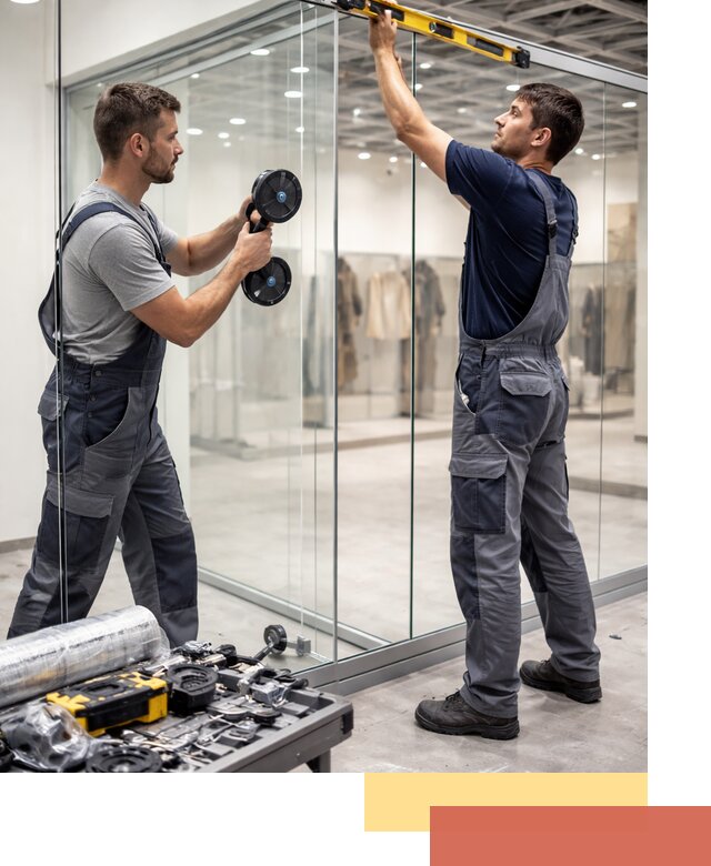 Стеклянные перегородки для магазинов в Темрюке — монтаж и установка