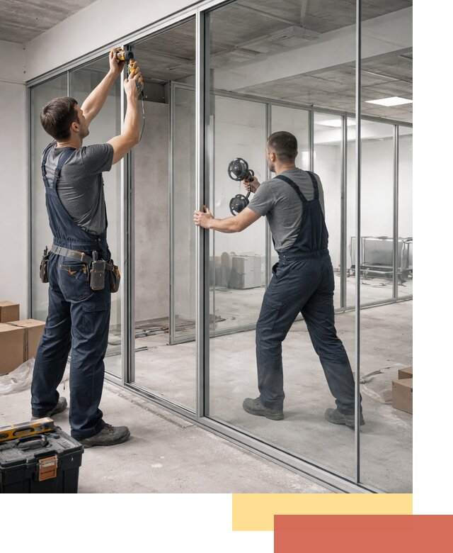 Алюминиевые перегородки со стеклом в Темрюке — изготовление и монтаж