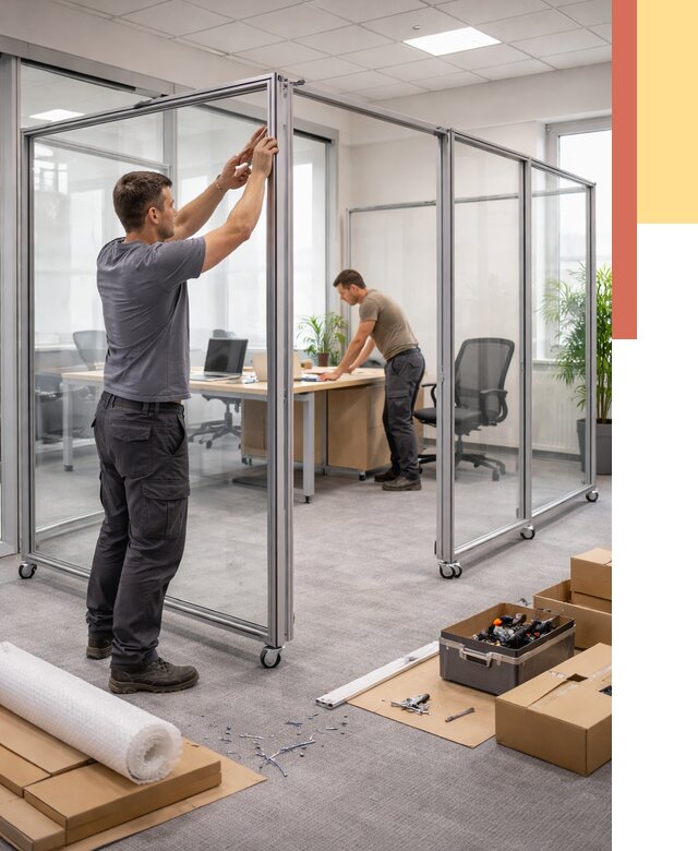 Мобильные офисные перегородки в Темрюке от 12866 руб. — установка под ключ | ОТДЕЛОЧНИК-Тмр