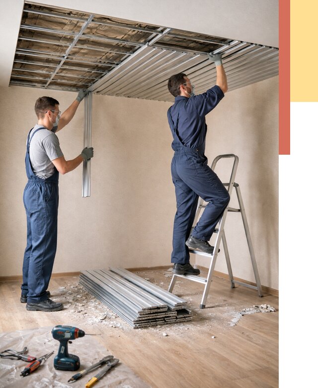 Демонтаж реечного потолка в Темрюке от 4632 руб. быстро и недорого | ОТДЕЛОЧНИК-Тмр