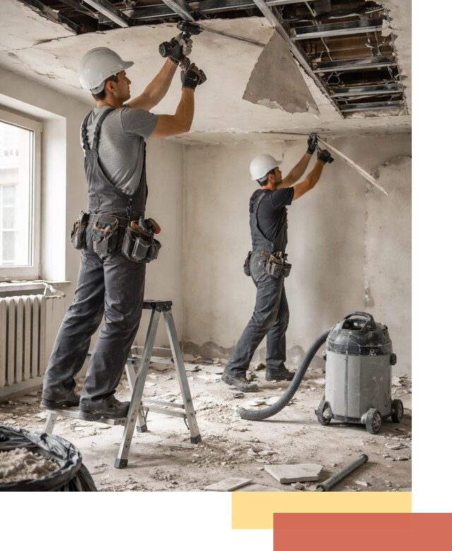 Демонтаж гипсокартонного потолка в Темрюке быстро и аккуратно