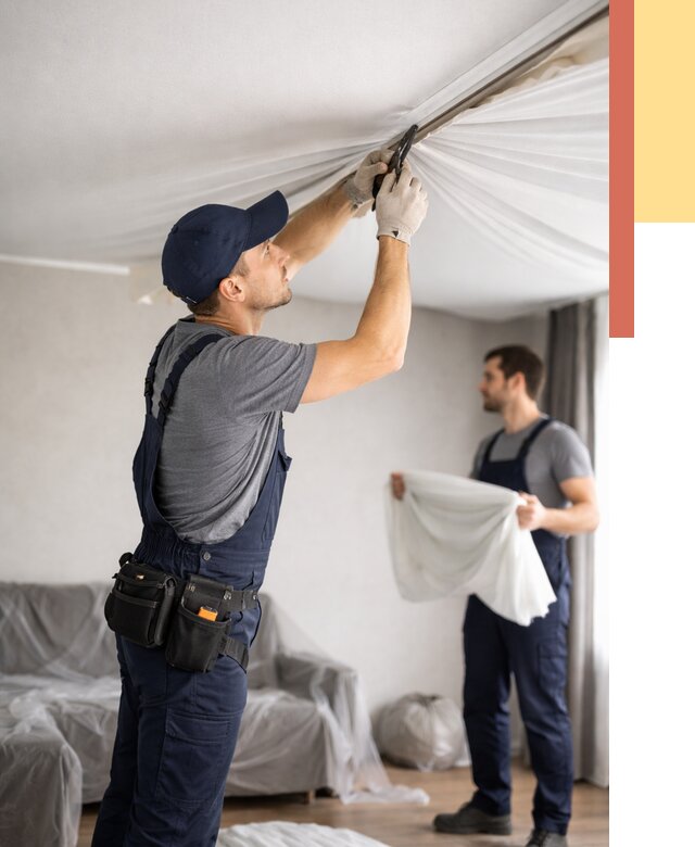 Демонтаж натяжного потолка в Темрюке от 4632 руб. — снятие и разбор под ключ | ОТДЕЛОЧНИК-Тмр