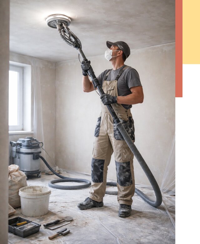 Шлифовка потолка в Темрюке от 3603 руб. — услуги шлифования потолка | ОТДЕЛОЧНИК-Тмр